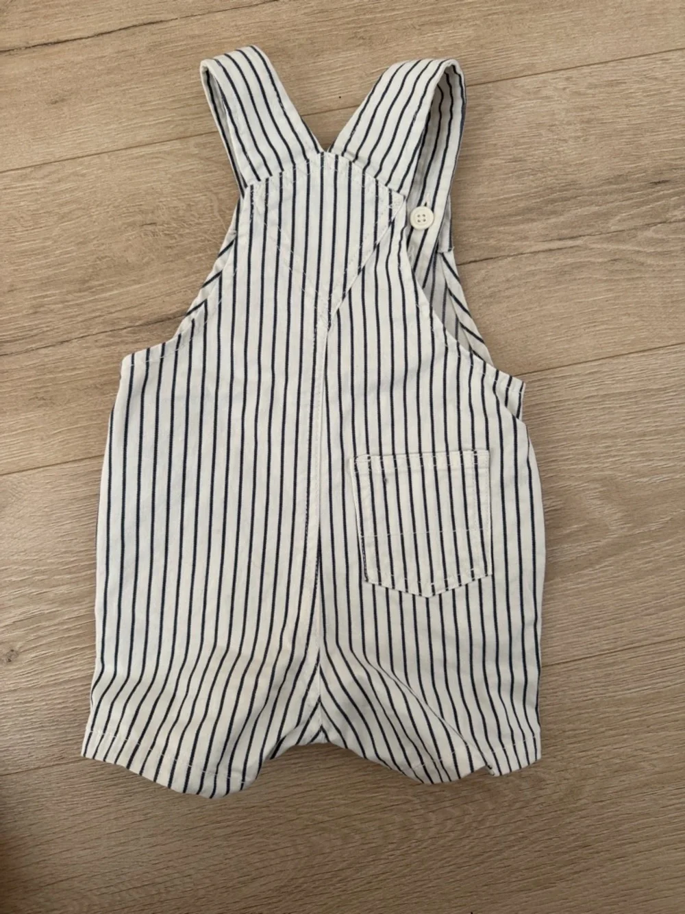 GAP White and Navy Striped Kids Short Overalls